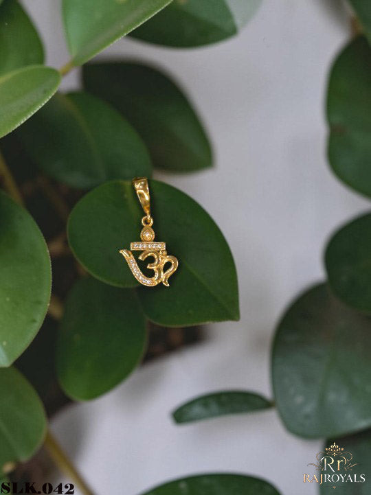 Traditional Om Gold Pendant with Diamond Work For Men's LK.042