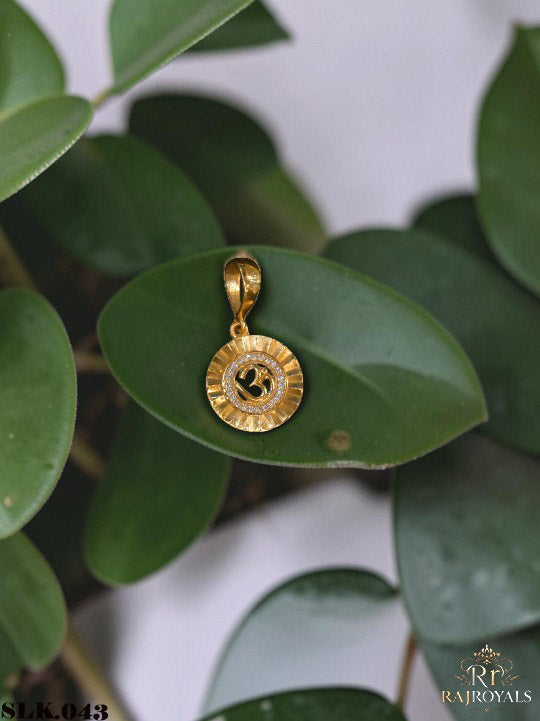 Traditional Om Gold Pendant with Diamond Work For Men's LK.043