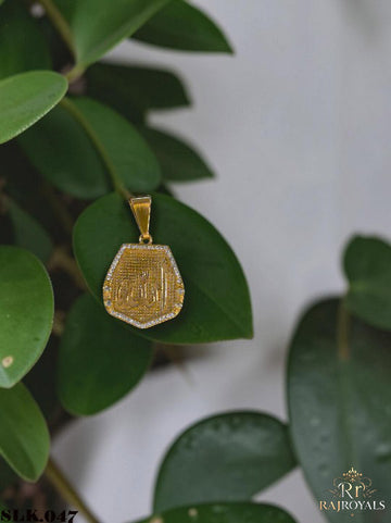 Premium Allah Name Gold Finish Pendant with CZ Stones LK.047
