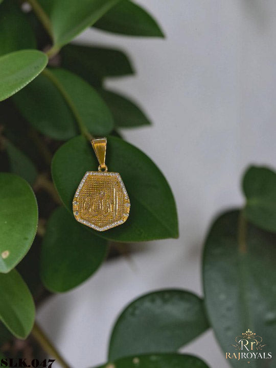 Premium Allah Name Gold Finish Pendant with CZ Stones LK.047