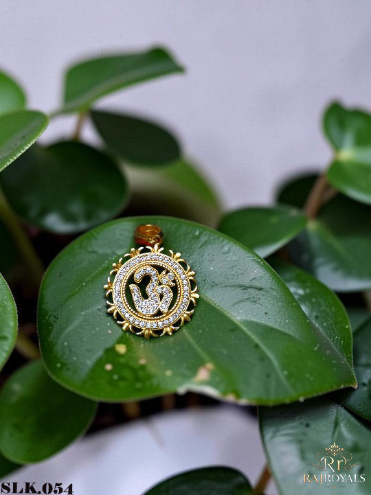 raditional Om Gold Pendant with Diamond Work For Men's LK.054