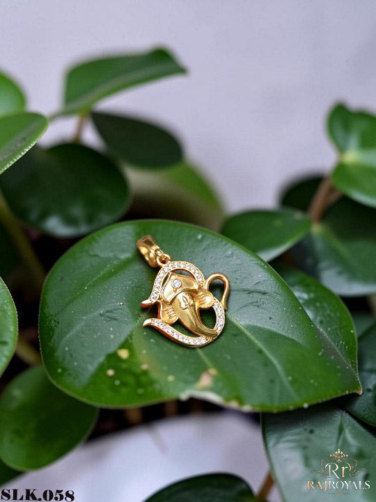 Superior Shine Ganpati Bappa Diamond Gold Plated Pendant For Men's SLK.058