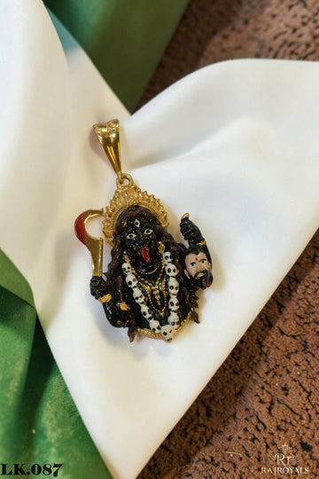Diamond Kali Mata Fabulous Finished Gold Plated Pendant For Men's LK.087