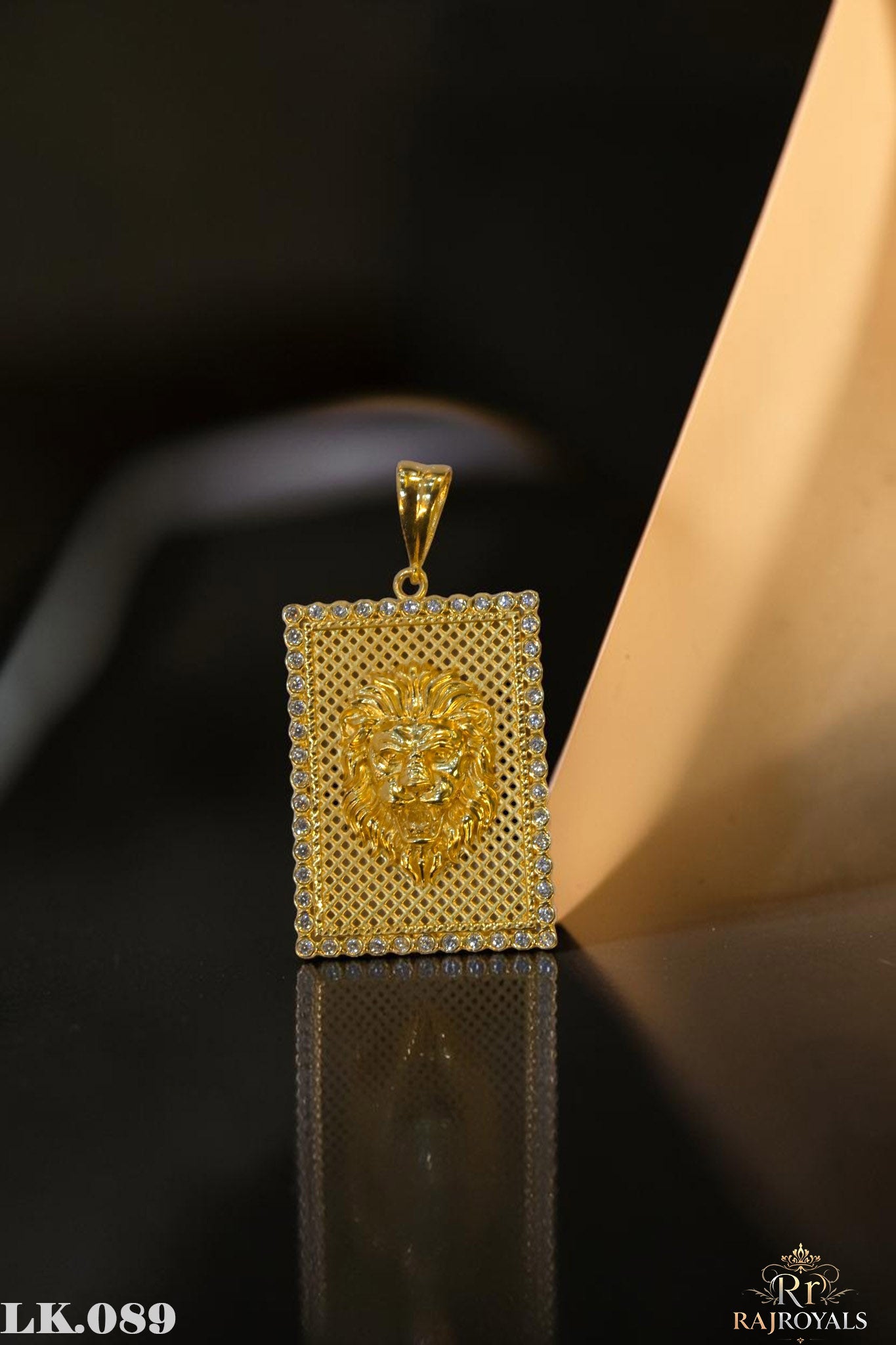 Lion Face Premium Gold Plated CZ Locket LK.089