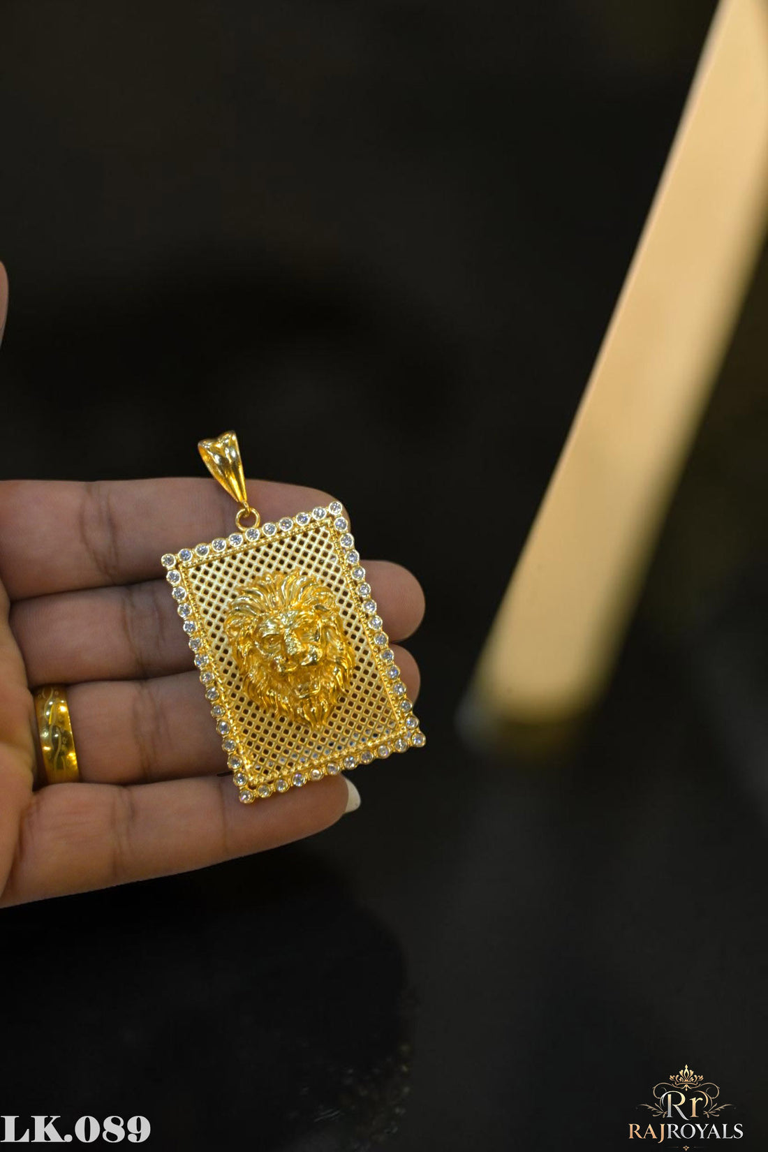 Lion Face Premium Gold Plated CZ Locket LK.089