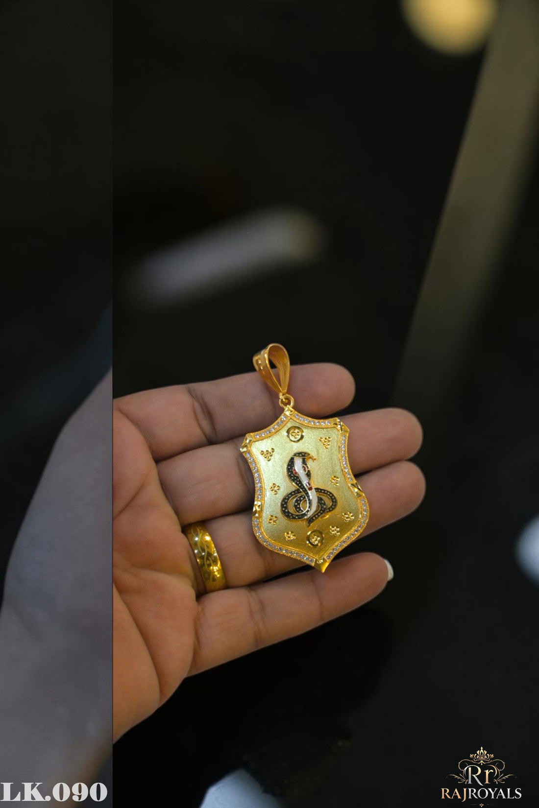 Royal Blessing Diamond Goga Mharaj Gold Plated Pendant for Men's LK.090