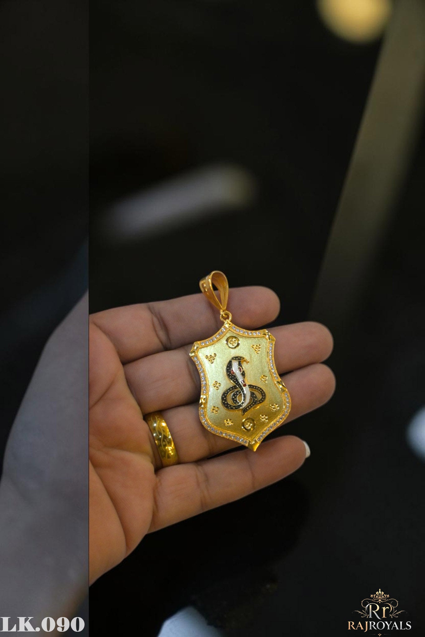 Royal Blessing Diamond Goga Mharaj Gold Plated Pendant for Men's LK.090