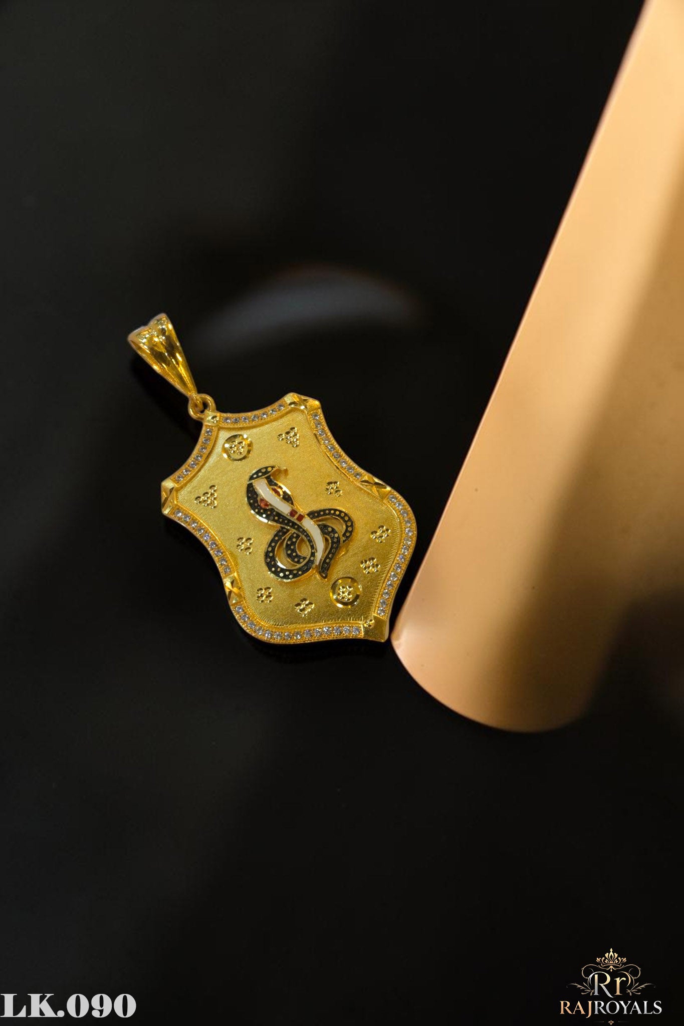 Royal Blessing Diamond Goga Mharaj Gold Plated Pendant for Men's LK.090