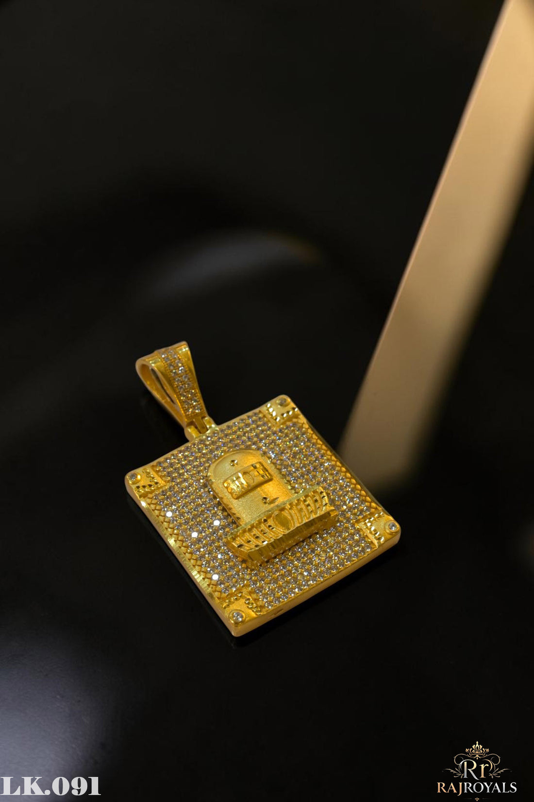 Royal Blessing Diamond Shivling Gold Plated Pendant for Men's LK.091