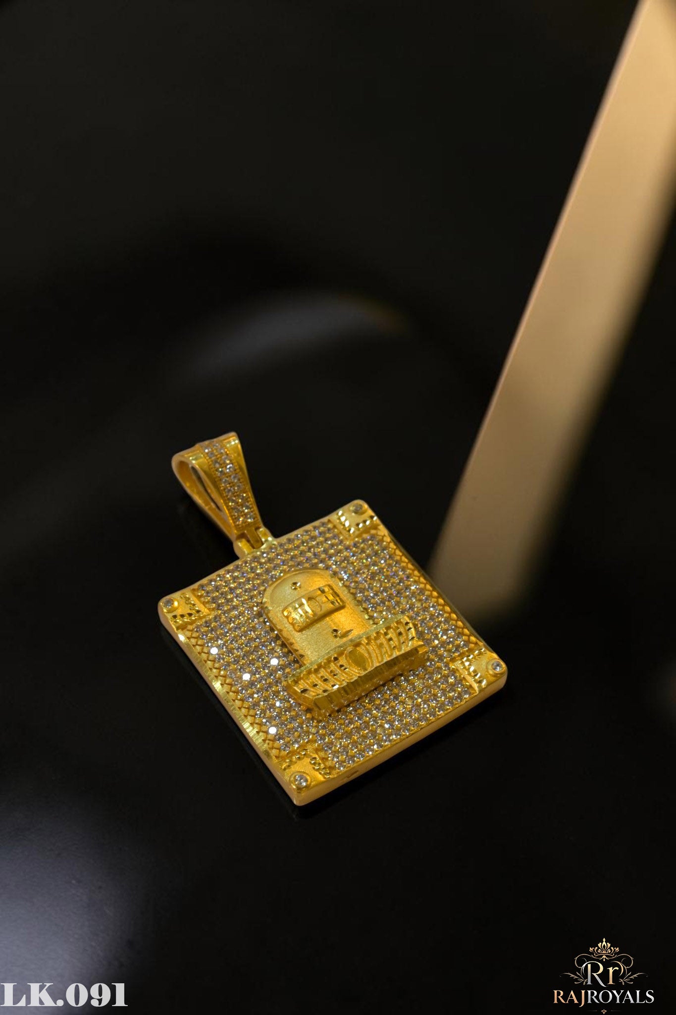 Royal Blessing Diamond Shivling Gold Plated Pendant for Men's LK.091