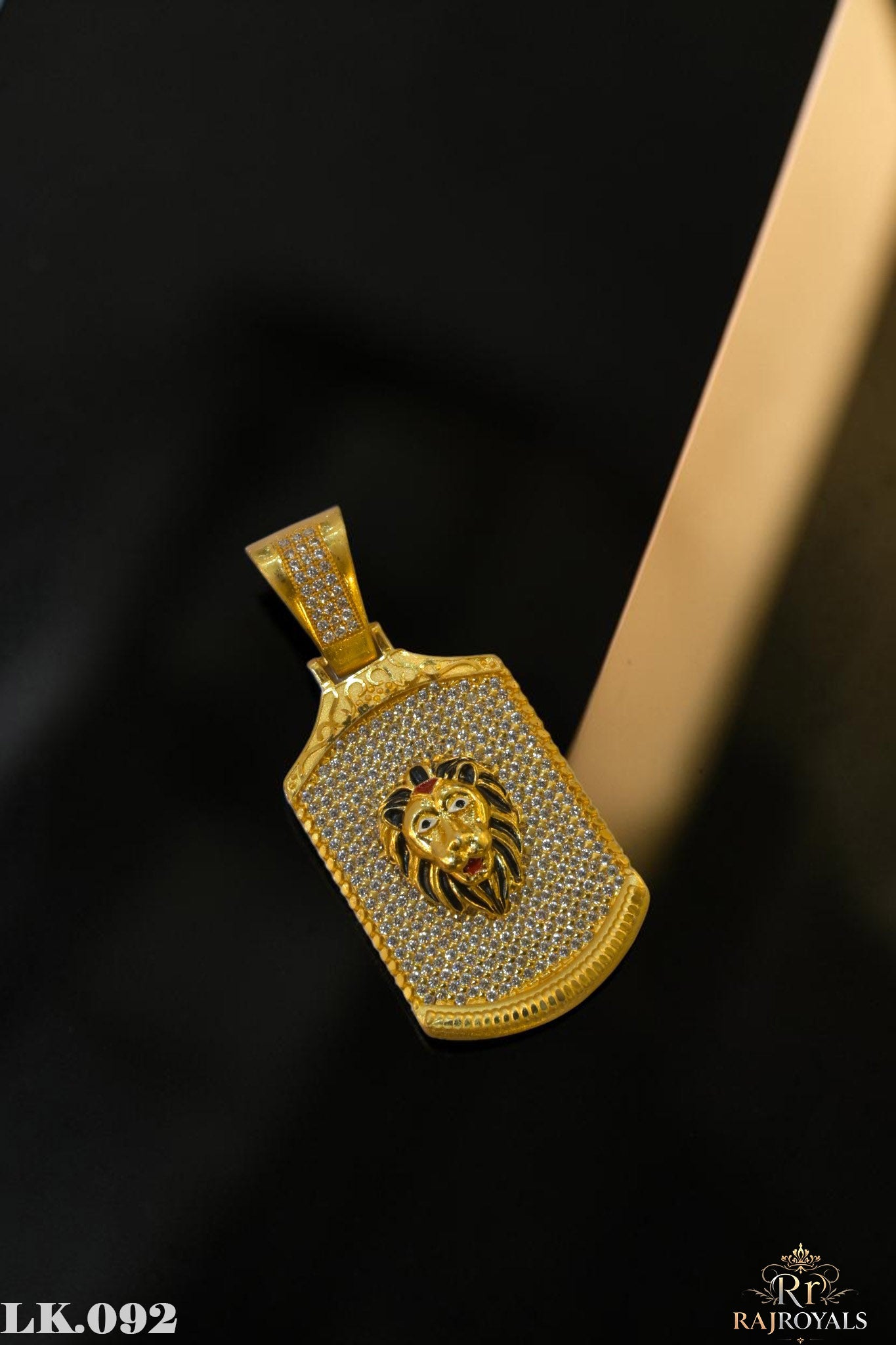 Diamond Lion Face Gold Plated Pendant for Men's LK.092