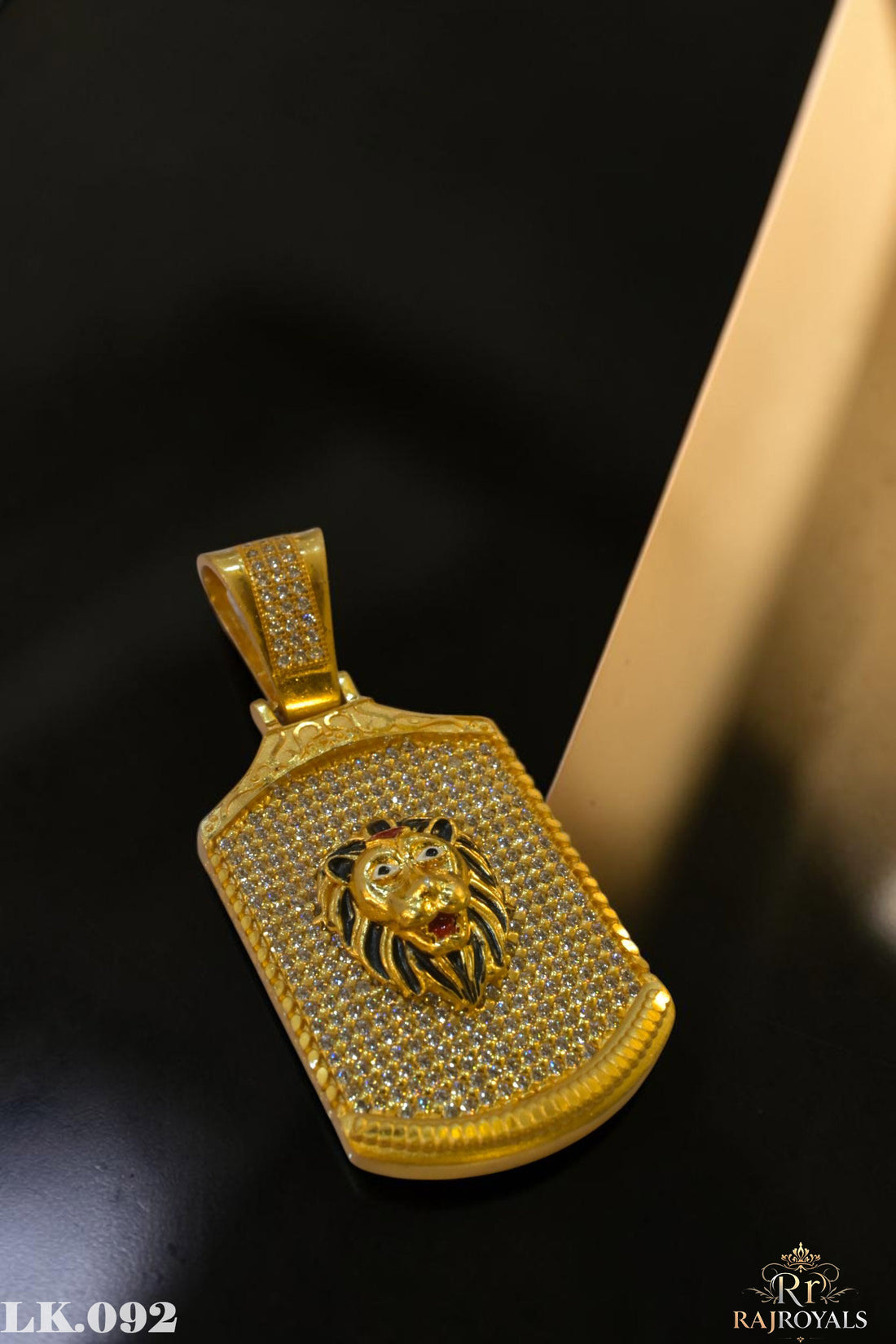 Diamond Lion Face Gold Plated Pendant for Men's LK.092