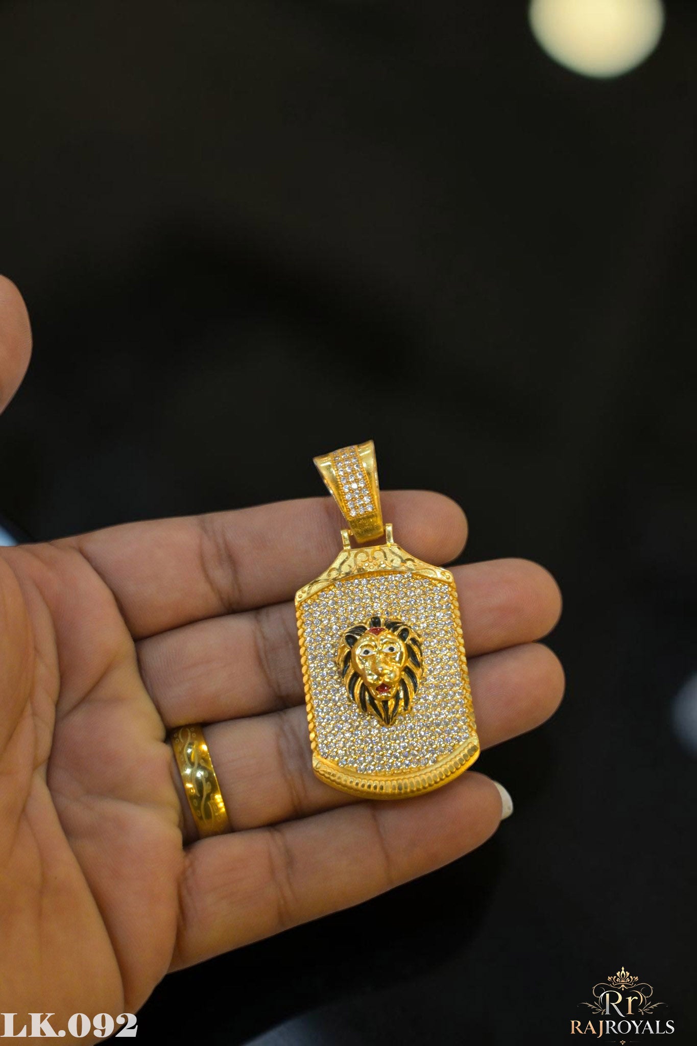 Diamond Lion Face Gold Plated Pendant for Men's LK.092