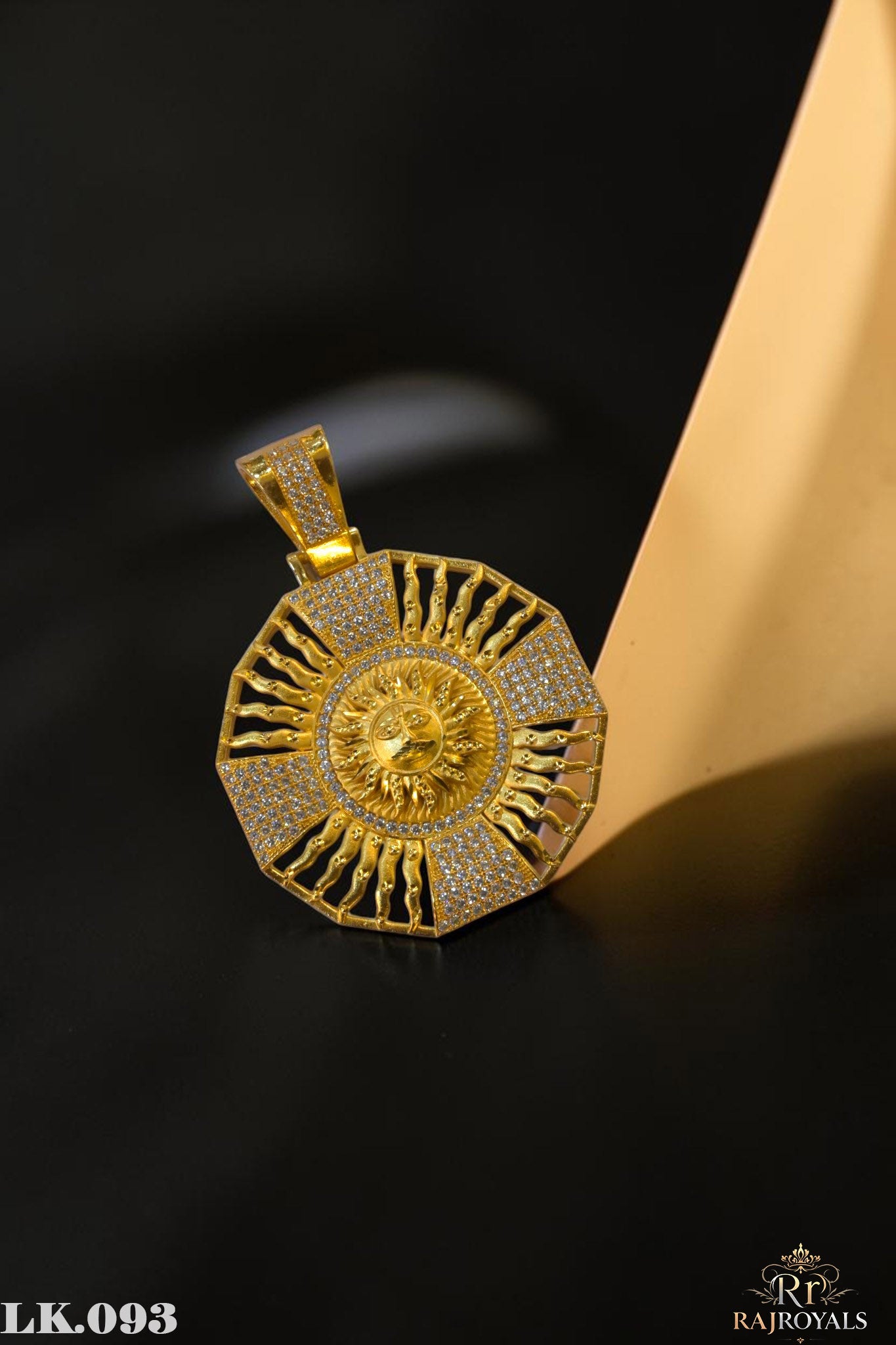 Gold Pleted Sun Face Full Diamond Pendant LK.093