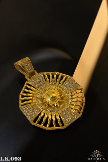 Gold Pleted Sun Face Full Diamond Pendant LK.093