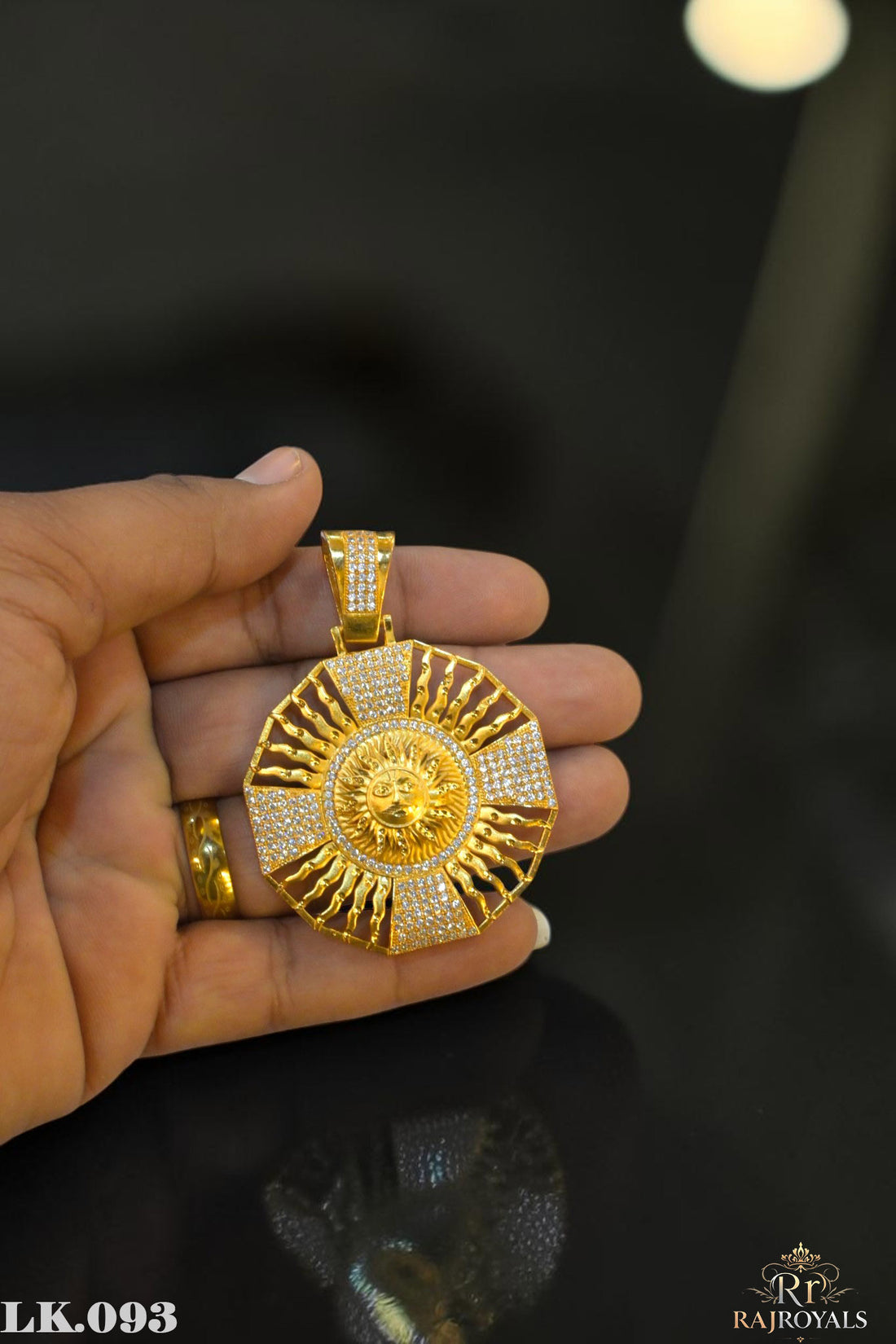 Gold Pleted Sun Face Full Diamond Pendant LK.093