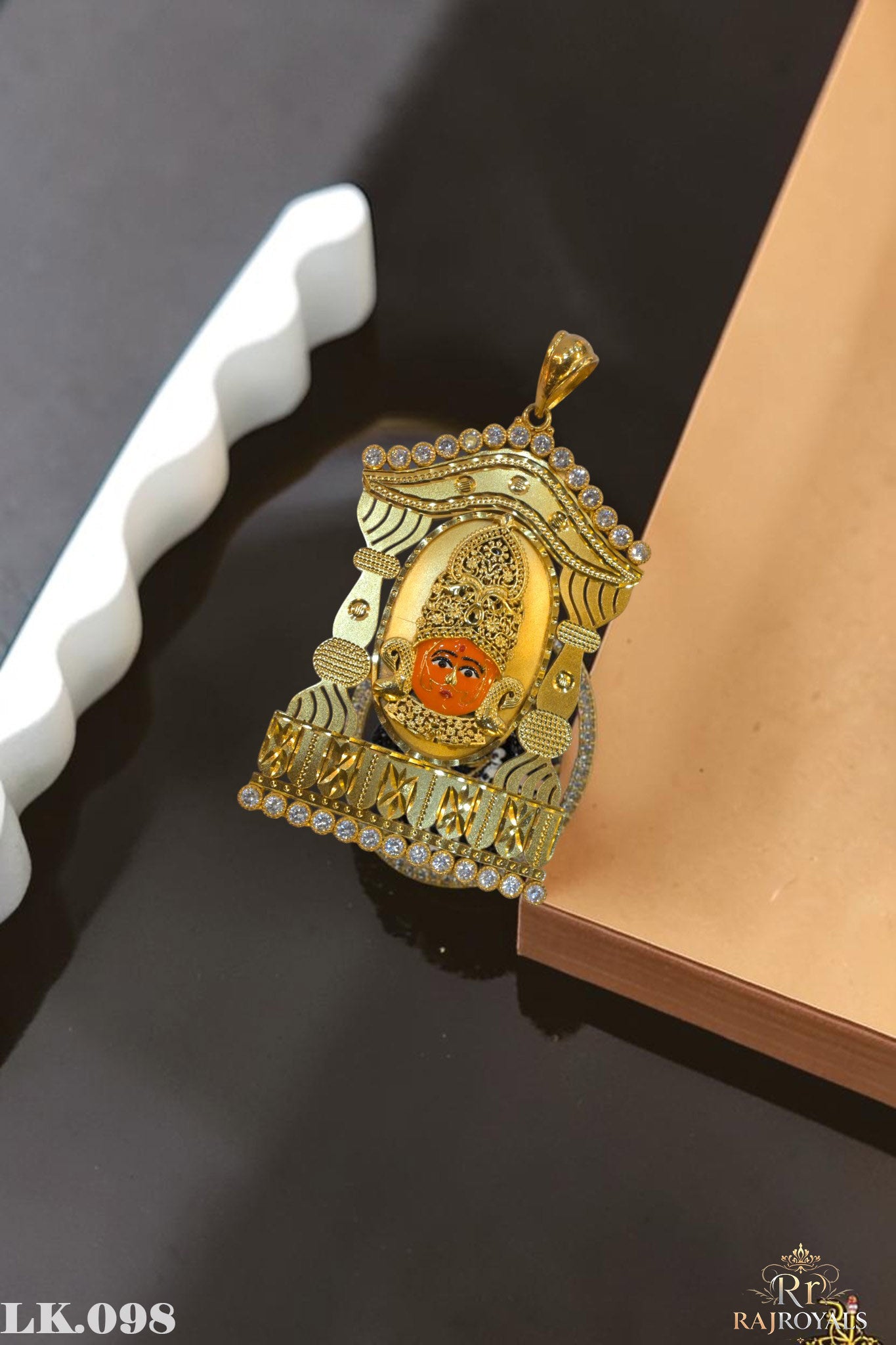 Khatu Shyam Premium Gold Plated CZ Temple Locket LK.098