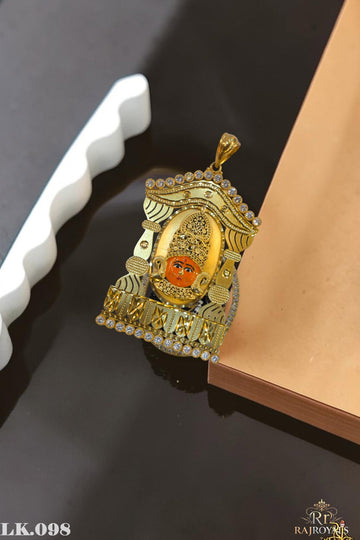 Khatu Shyam Premium Gold Plated CZ Temple Locket LK.098