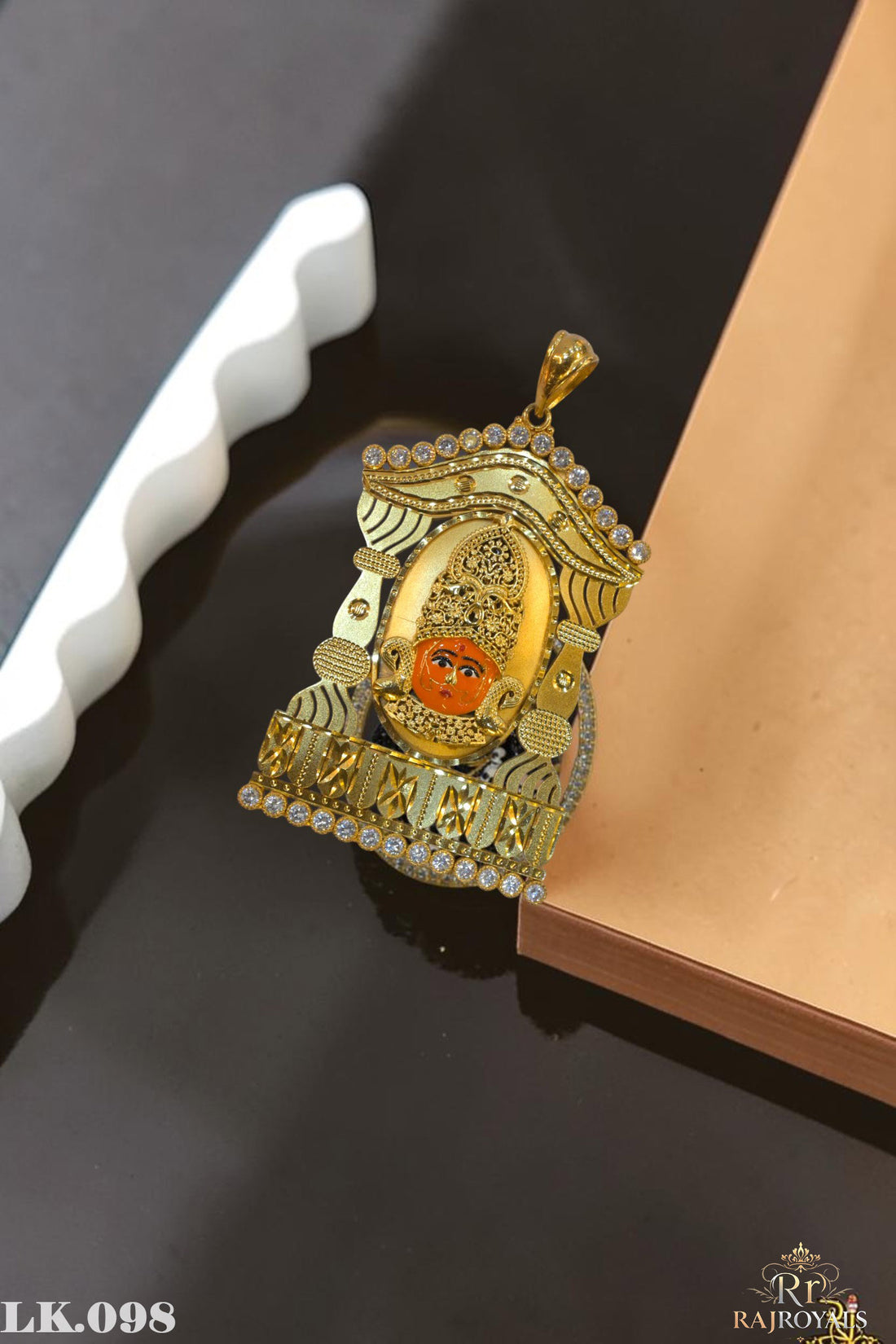 Khatu Shyam Premium Gold Plated CZ Temple Locket LK.098