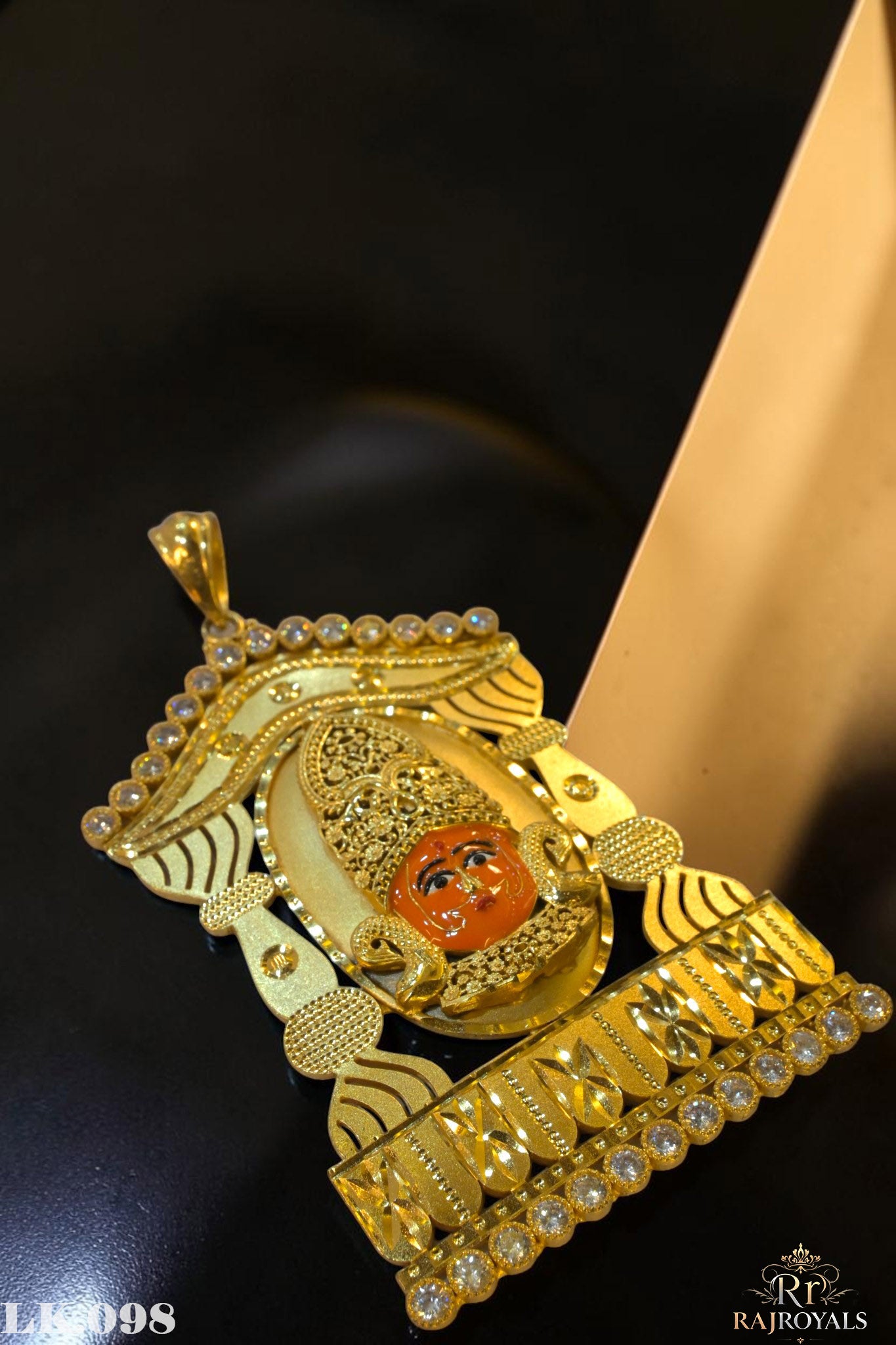 Khatu Shyam Premium Gold Plated CZ Temple Locket LK.098