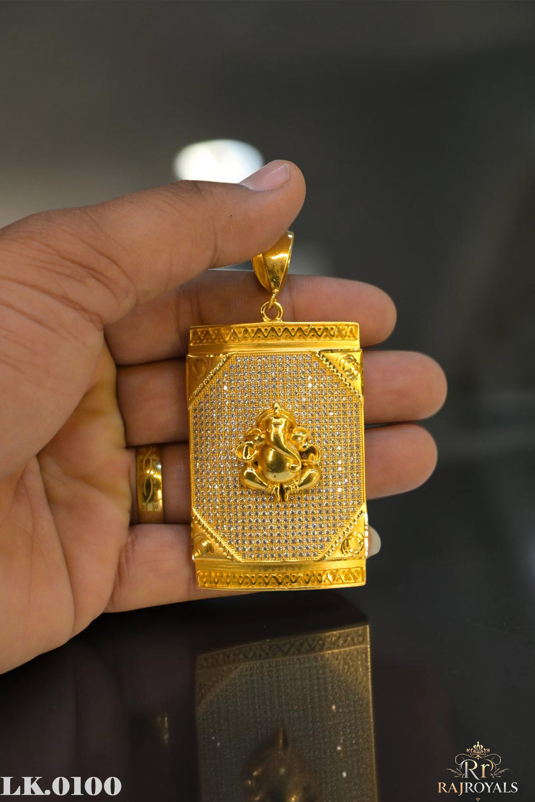 Very Decent Ganpati Pendant with Diamonds - Style LK.0100