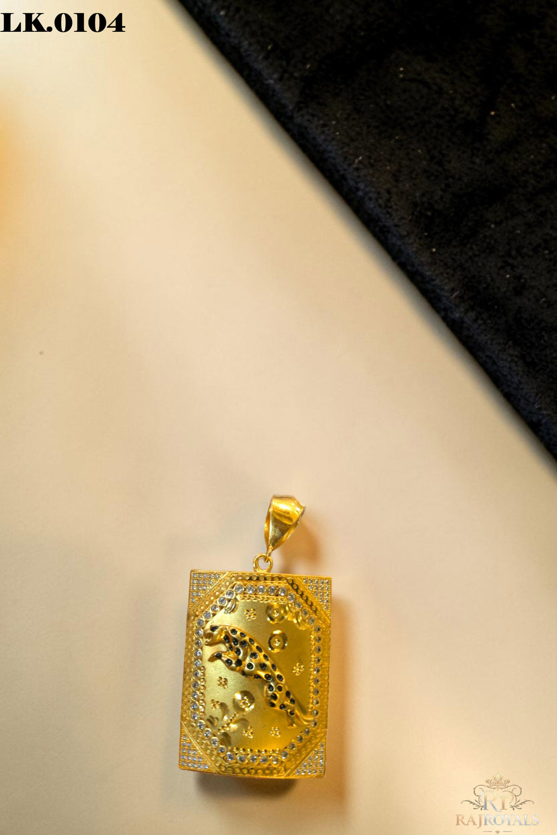 1 Gram Gold Plated Jaguar with Diamond Delicate Design Pendant for Mens LK.0104