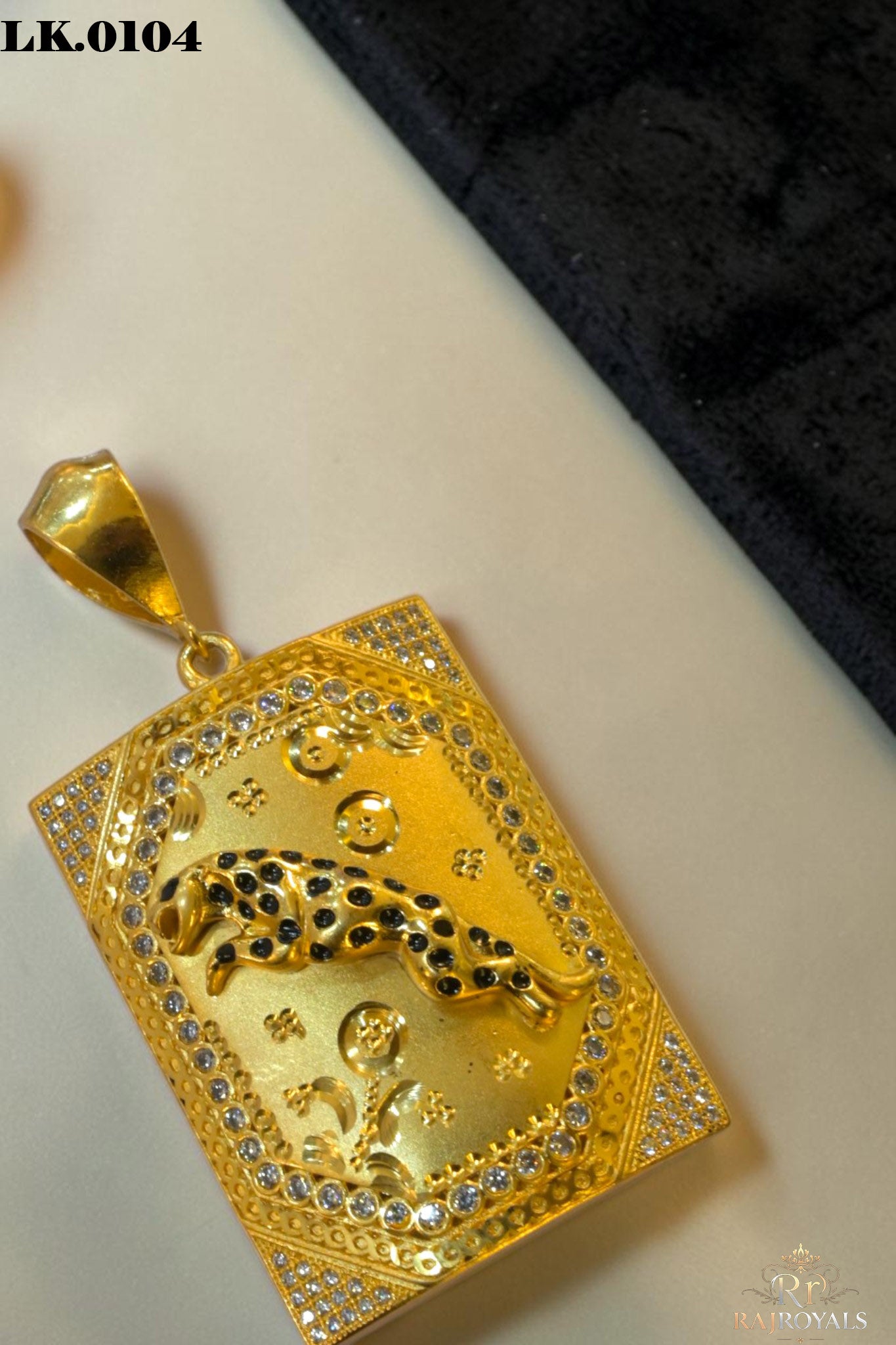 1 Gram Gold Plated Jaguar with Diamond Delicate Design Pendant for Mens LK.0104