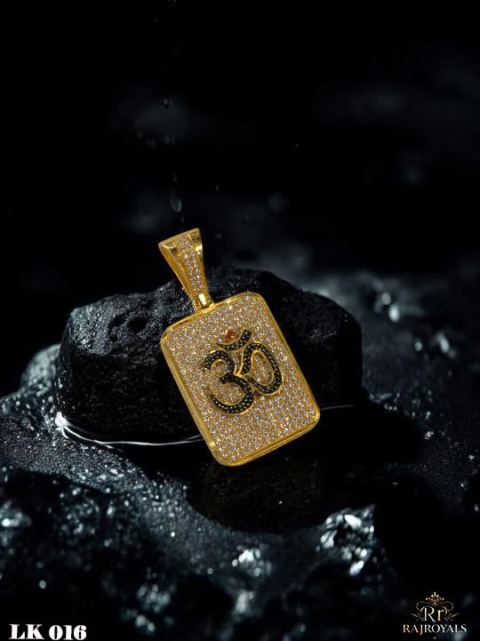 Traditional Om Gold Pendant with Diamond Work For Men's LK016