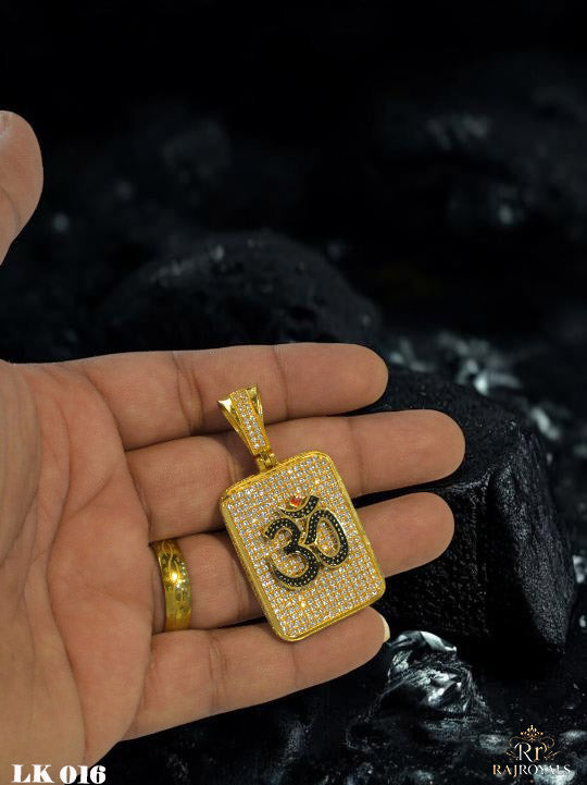 Traditional Om Gold Pendant with Diamond Work For Men's LK016