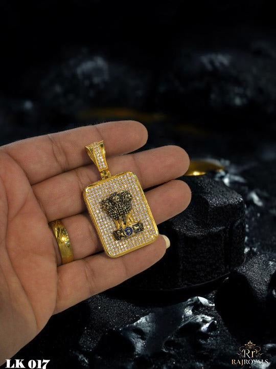 Ashok Stambh Gold Plated Pendant For Men's LK017