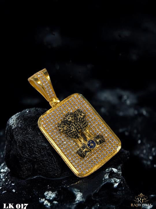 Ashok Stambh Gold Plated Pendant For Men's LK017