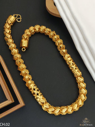 Designer Leaf Pattern Gold Plated Chain.CH.02
