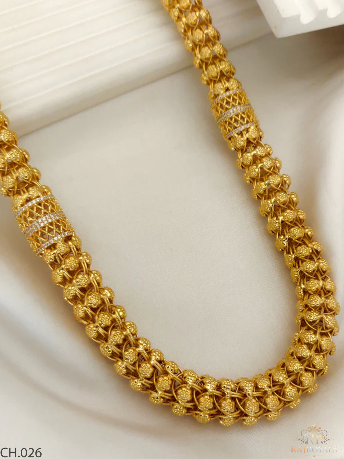 ajwadi Diamond Design Sai Baba Pendant With Big Size Leaf Design Diamond Chain For Men's-CH.026
