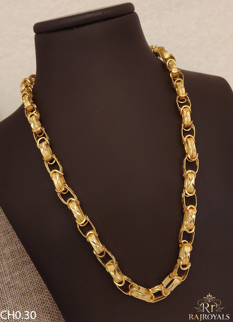 New Classical Nagmani Design Gold Platted Chain For Men CH0.30