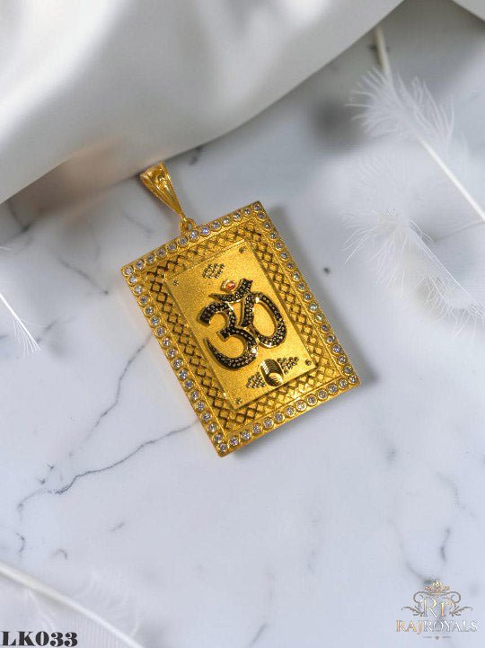 Om Designer Gold Plated Pendant with CZ Stones LK.033