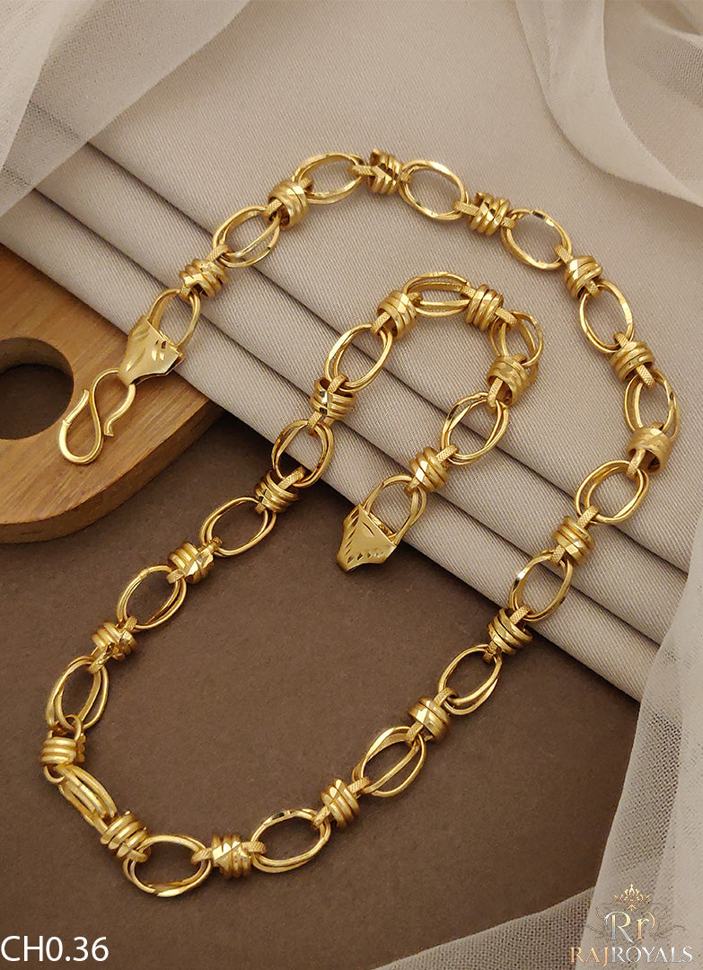 New Heavy Micro Gold Platted Joint Ring Into Pop Design Chain For Men