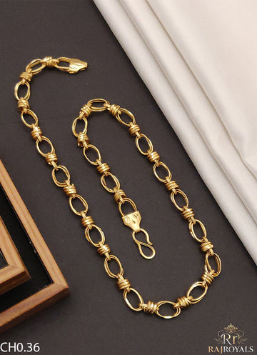 New Heavy Micro Gold Platted Joint Ring Into Pop Design Chain For Men