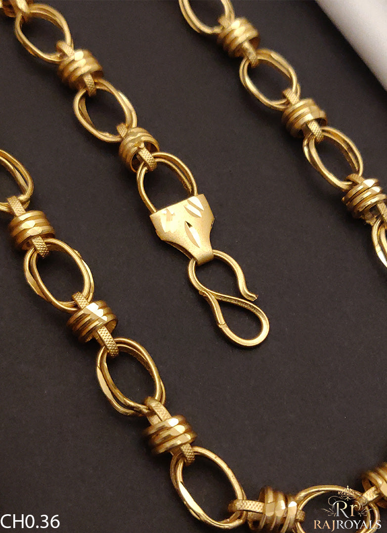 New Heavy Micro Gold Platted Joint Ring Into Pop Design Chain For Men