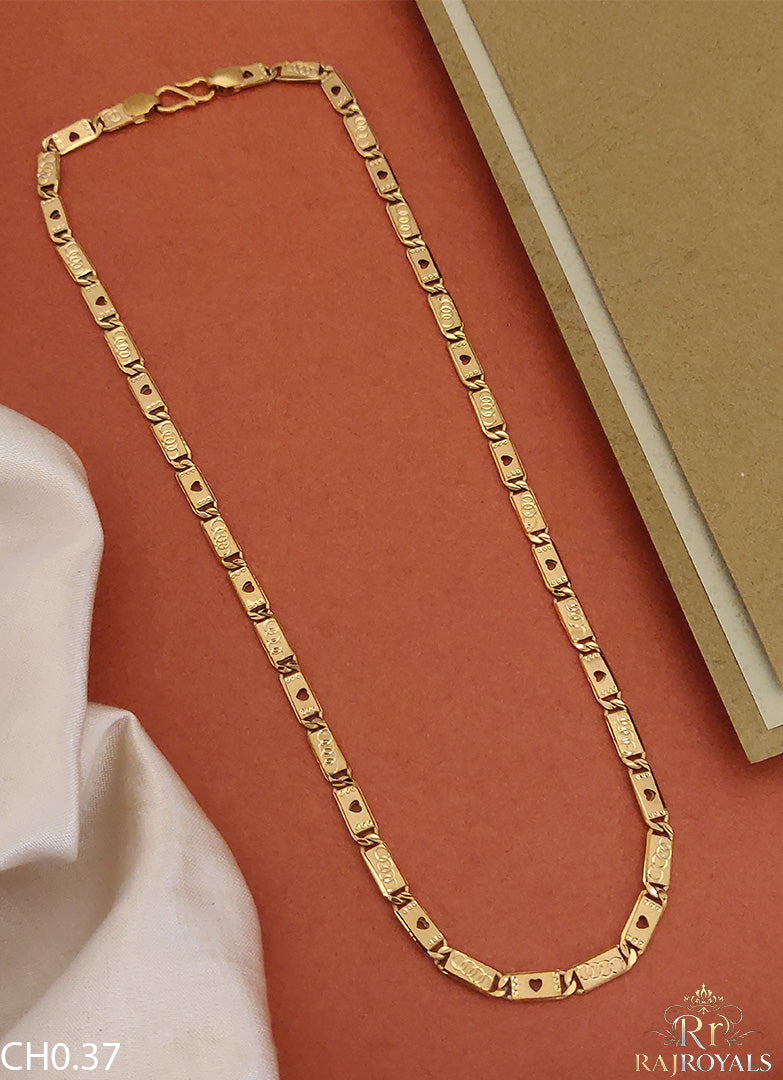 New Classical Gold Super Heart and Audi Nawabi Chain For Man CH0.37