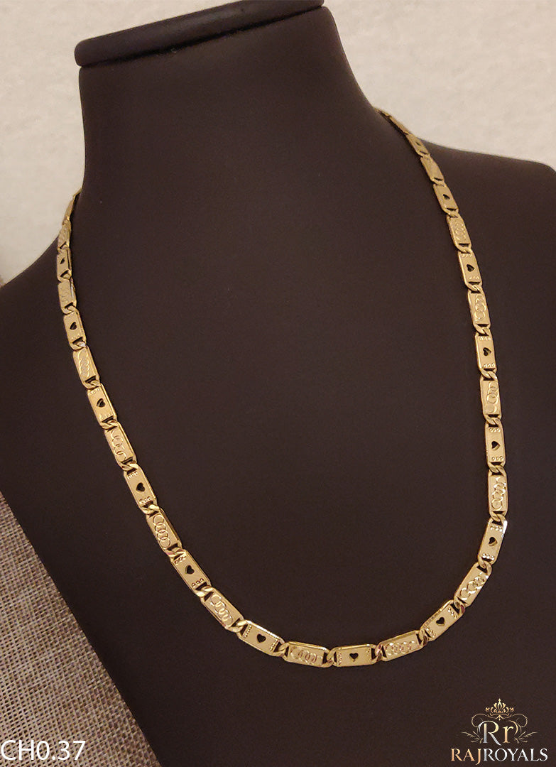 New Classical Gold Super Heart and Audi Nawabi Chain For Man CH0.37