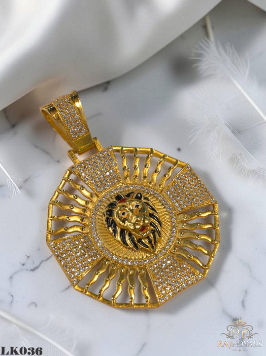 Lion Sun Design Premium Gold-Plated CZ Diamond Pendant LK.036