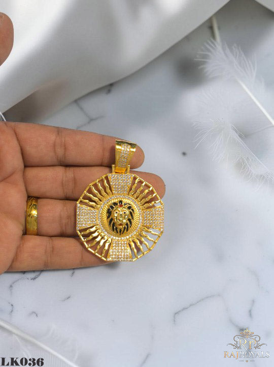 Lion Sun Design Premium Gold-Plated CZ Diamond Pendant LK.036