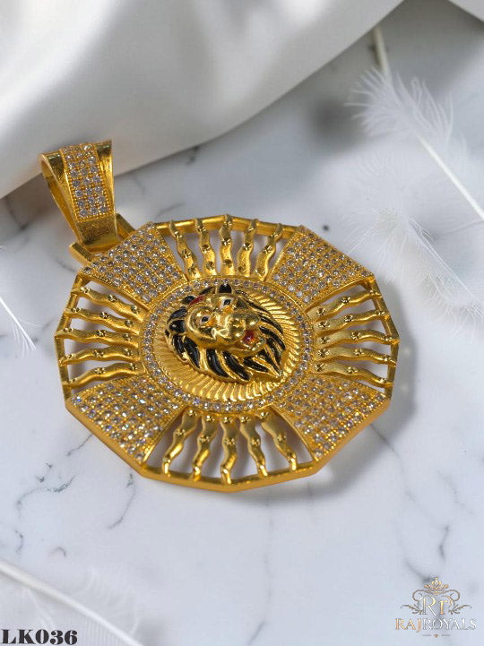 Lion Sun Design Premium Gold-Plated CZ Diamond Pendant LK.036