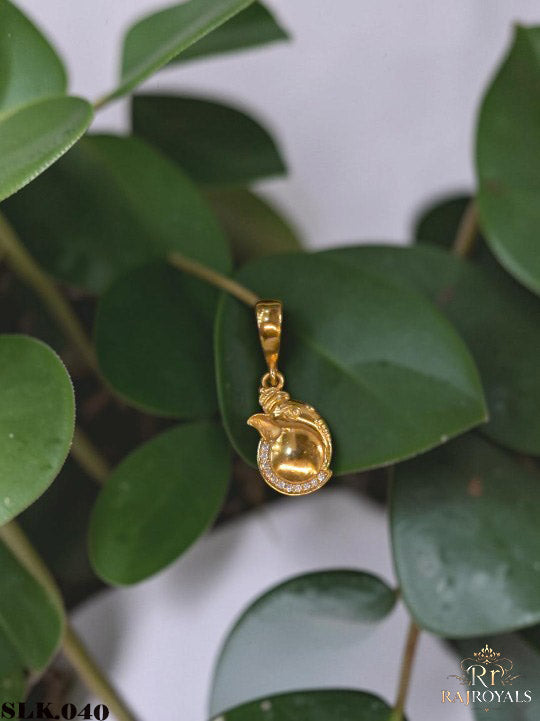 Ganpati Bappa Diamond Gold Plated Pendant For Men's LK.040