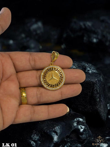 Mercedes Style Premium Gold Plated Pendant with CZ Stone Border LK.01