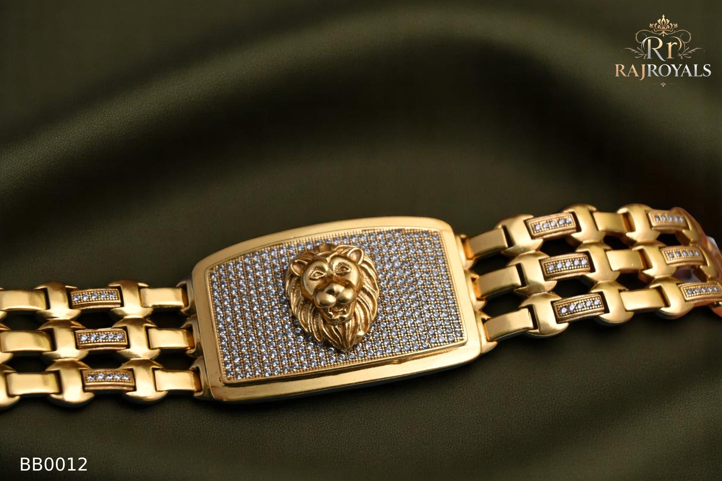 Gold plated Tiger fce logo with stylish design for men's Bracelete BB0012