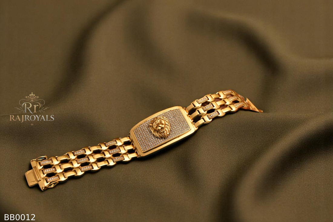 Gold plated Tiger fce logo with stylish design for men's Bracelete BB0012