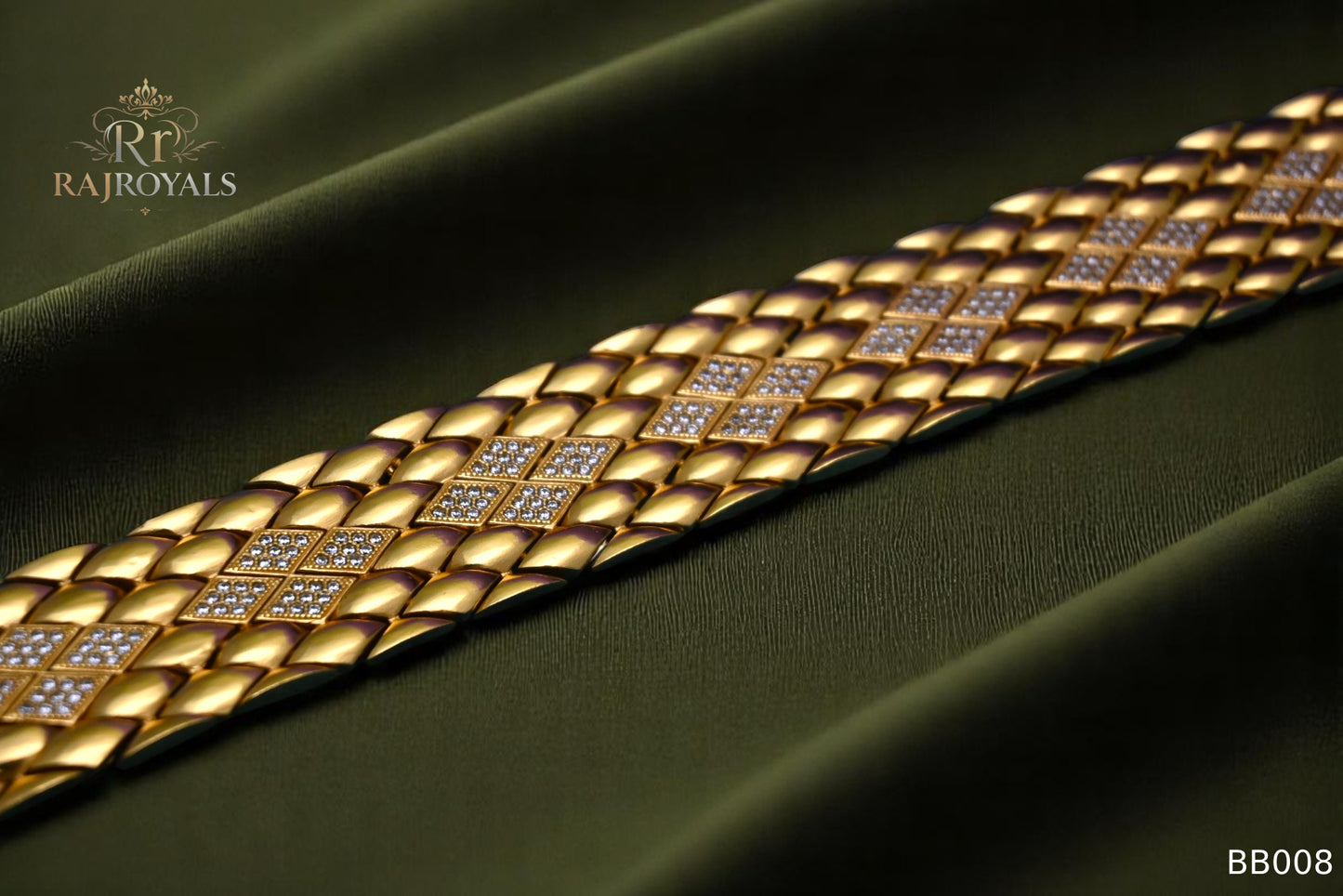 Gold plated kaju katli stons with stylish design for men's Bracelete BB008