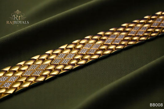 Gold plated kaju katli stons with stylish design for men's Bracelete BB008