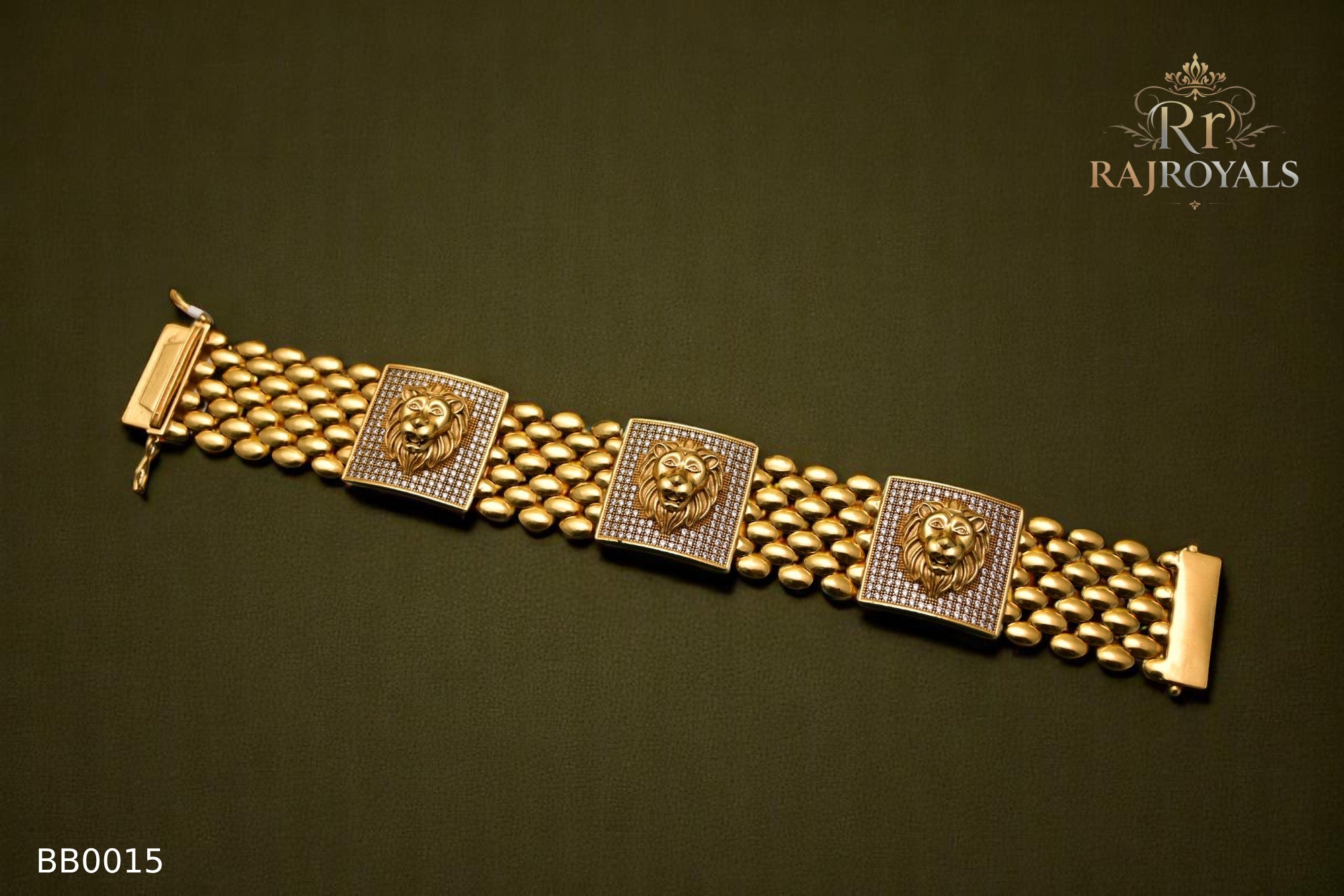 High Quality Lion face arounding stons work Bracelet for Men-BB0015